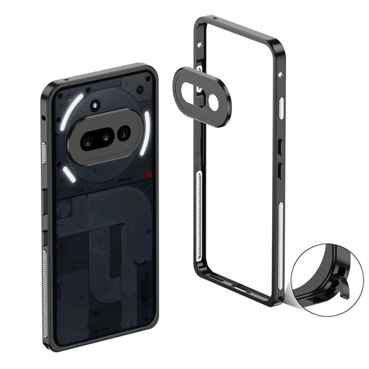For Nothing Phone 3a Metal Frame Heat Dissipation Phone Case with Camera Guard Ring(Black)