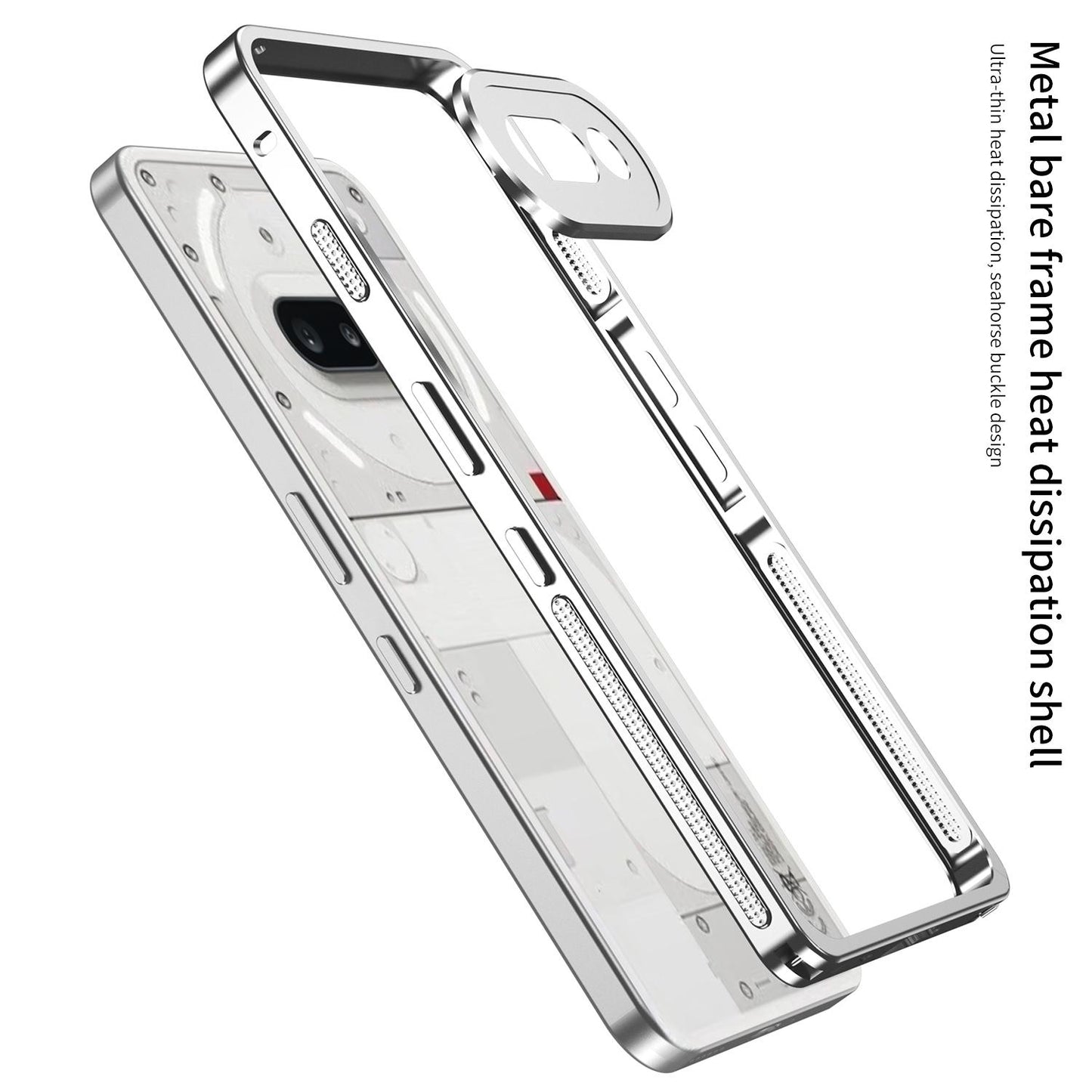 For Nothing Phone 3a Metal Frame Heat Dissipation Phone Case with Camera Guard Ring(Black)