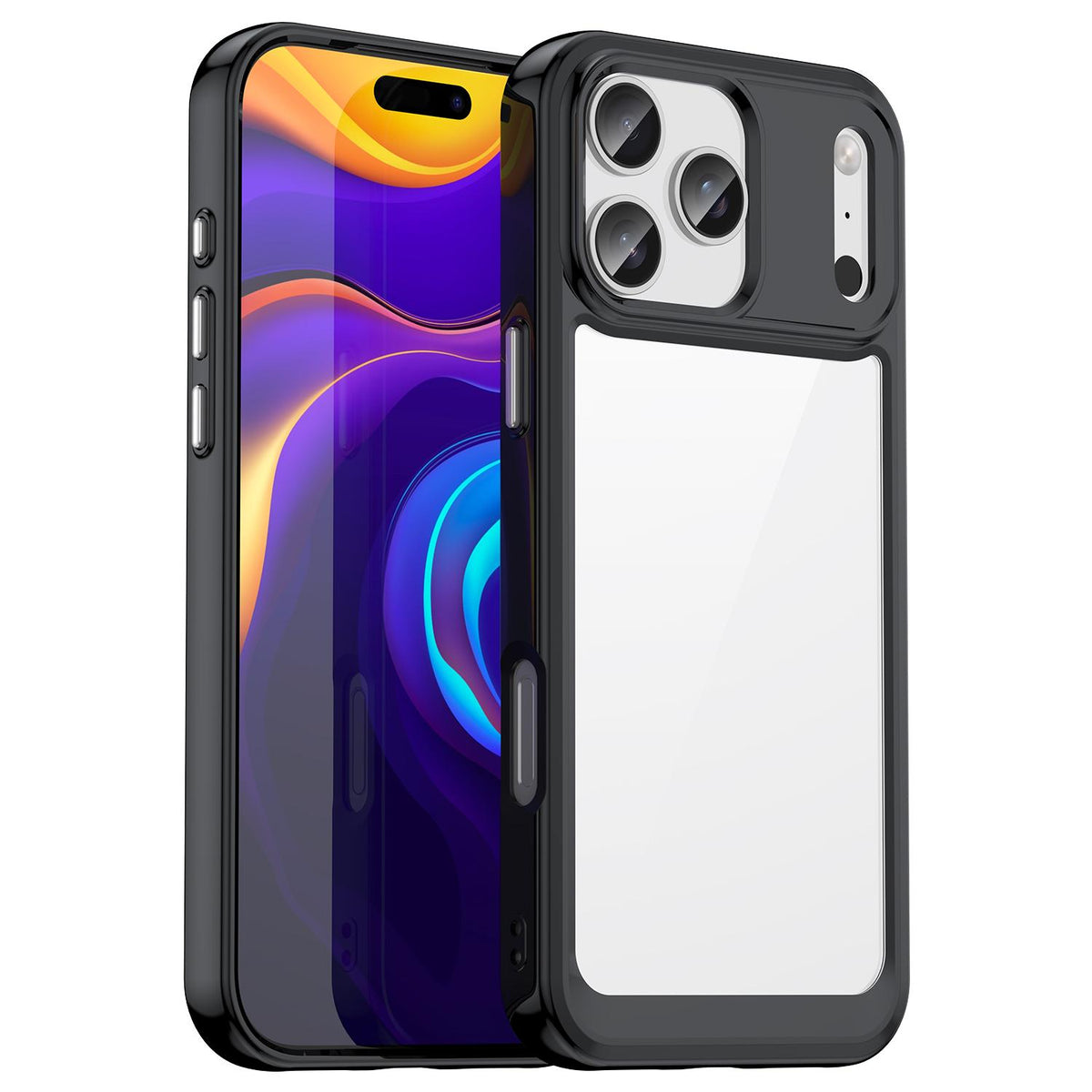 Compatible with iPhone 18 Pro Max Colorful Series Acrylic + TPU Phone Case - Black