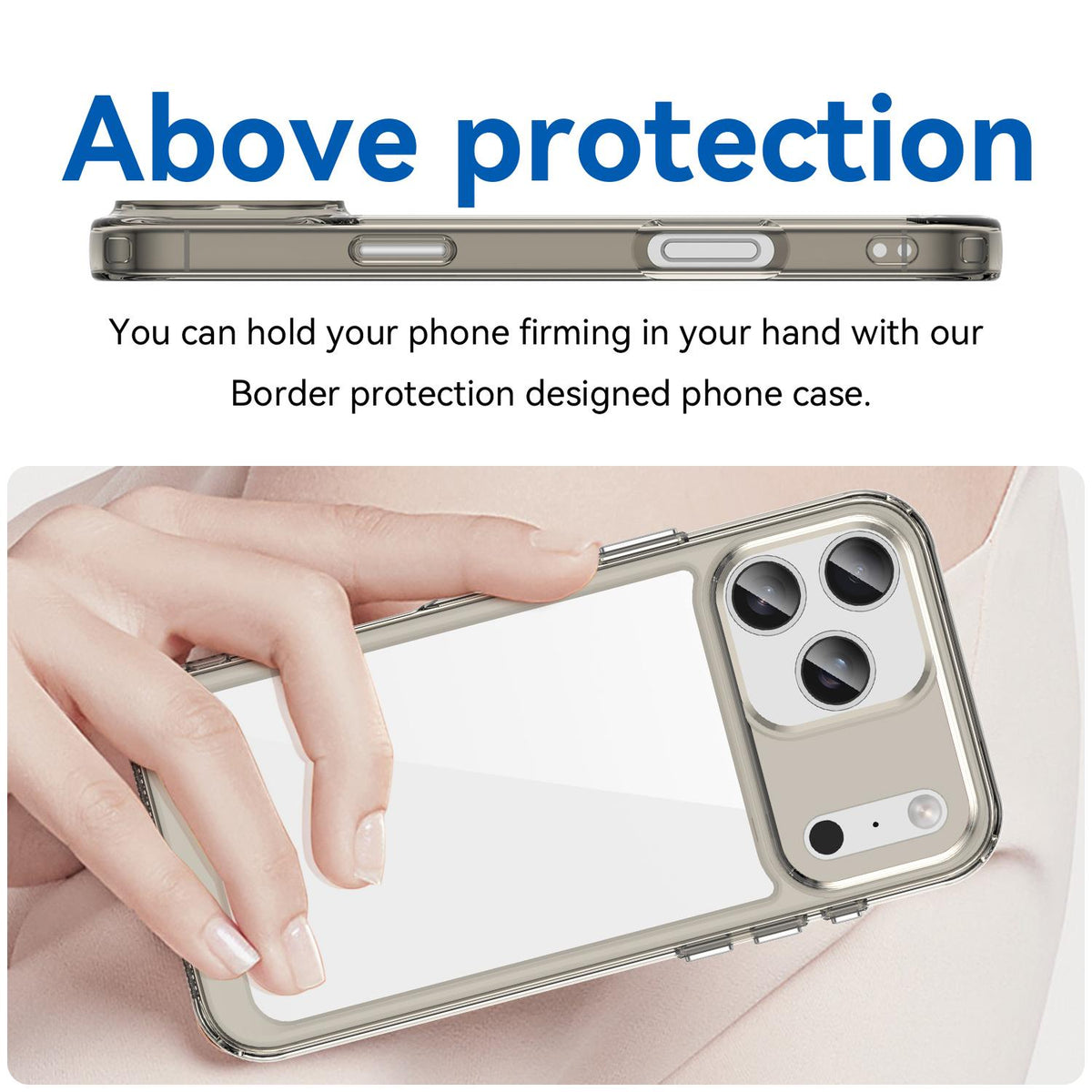 Compatible with iPhone 18 Pro Max Colorful Series Acrylic + TPU Phone Case - Transparent Grey