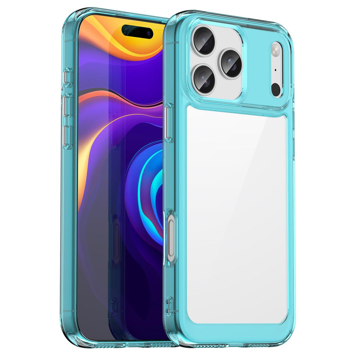 Compatible with iPhone 18 Pro Max Colorful Series Acrylic + TPU Phone Case - Transparent Blue