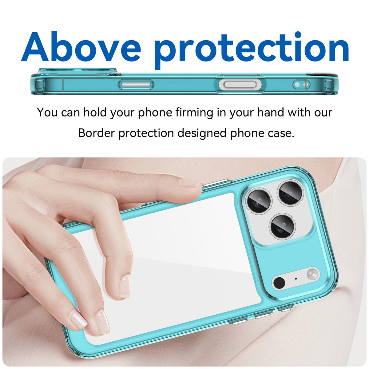 Compatible with iPhone 18 Pro Max Colorful Series Acrylic + TPU Phone Case - Transparent Blue