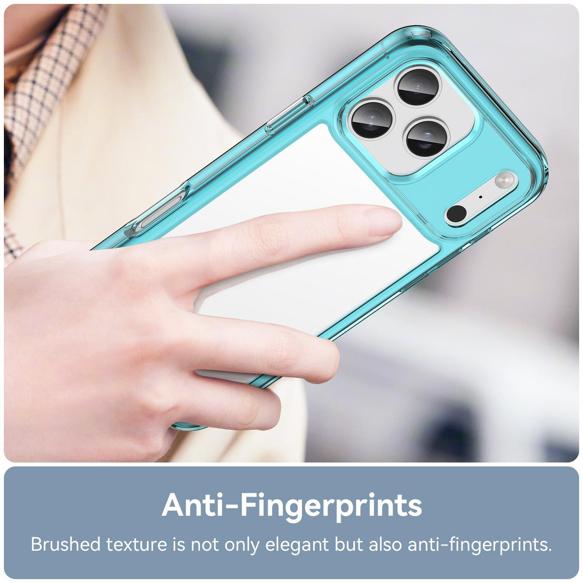 Compatible with iPhone 18 Pro Max Colorful Series Acrylic + TPU Phone Case - Transparent Blue