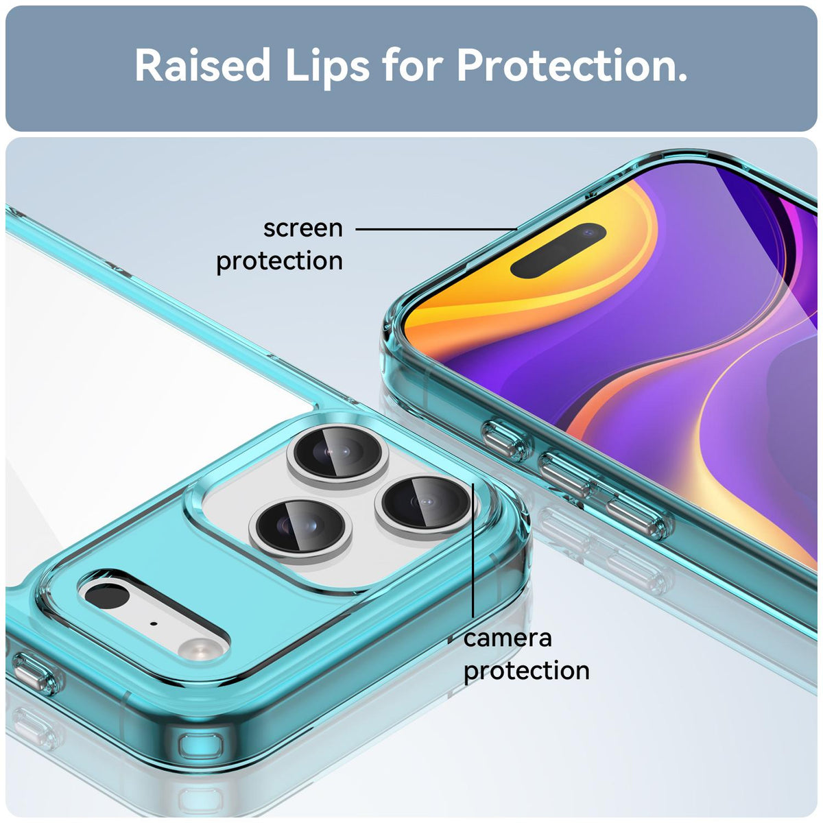 Compatible with iPhone 18 Pro Max Colorful Series Acrylic + TPU Phone Case - Transparent Blue