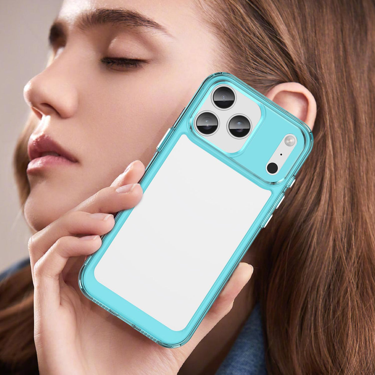 Compatible with iPhone 18 Pro Max Colorful Series Acrylic + TPU Phone Case - Transparent Blue
