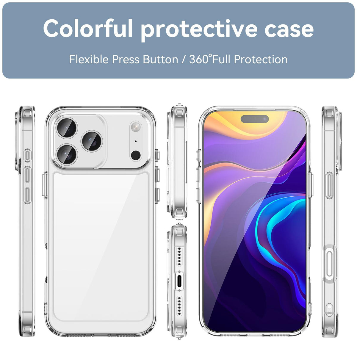 Compatible with iPhone 18 Pro Max Colorful Series Acrylic + TPU Phone Case - Transparent