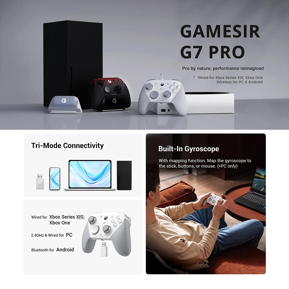 GameSir G7 Pro Bluetooth Wireless Tri-Mode Game Controller for Xbox / Steam / PC / Android(White)