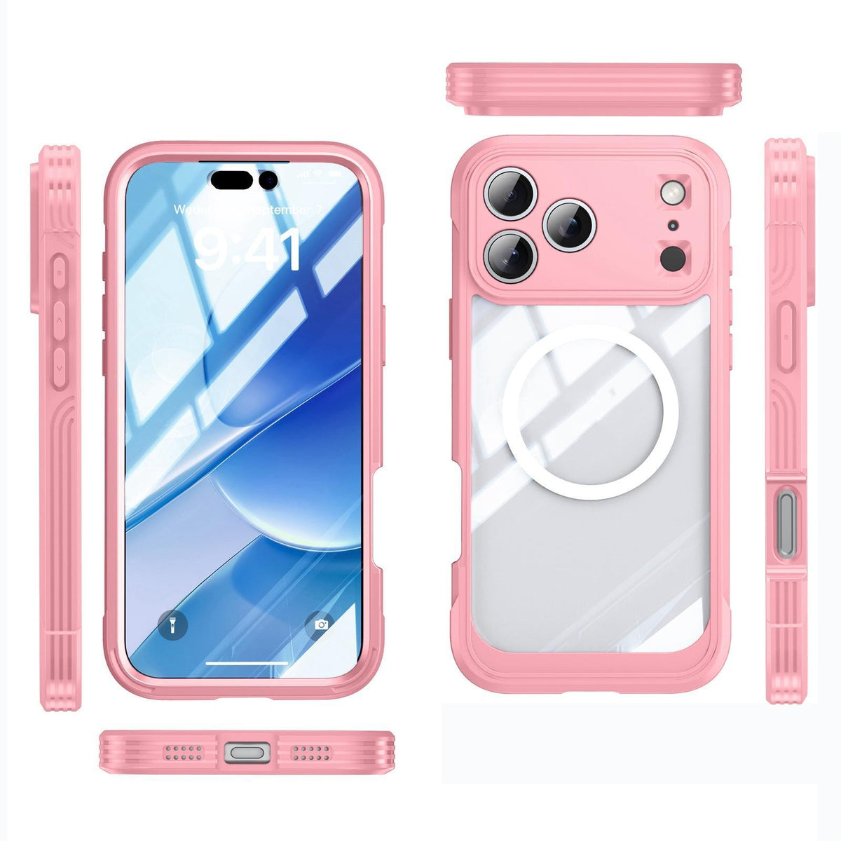 Compatible with iPhone 18 Pro Max Life Waterproof MagSafe Magnetic Rugged Phone Case - Pink