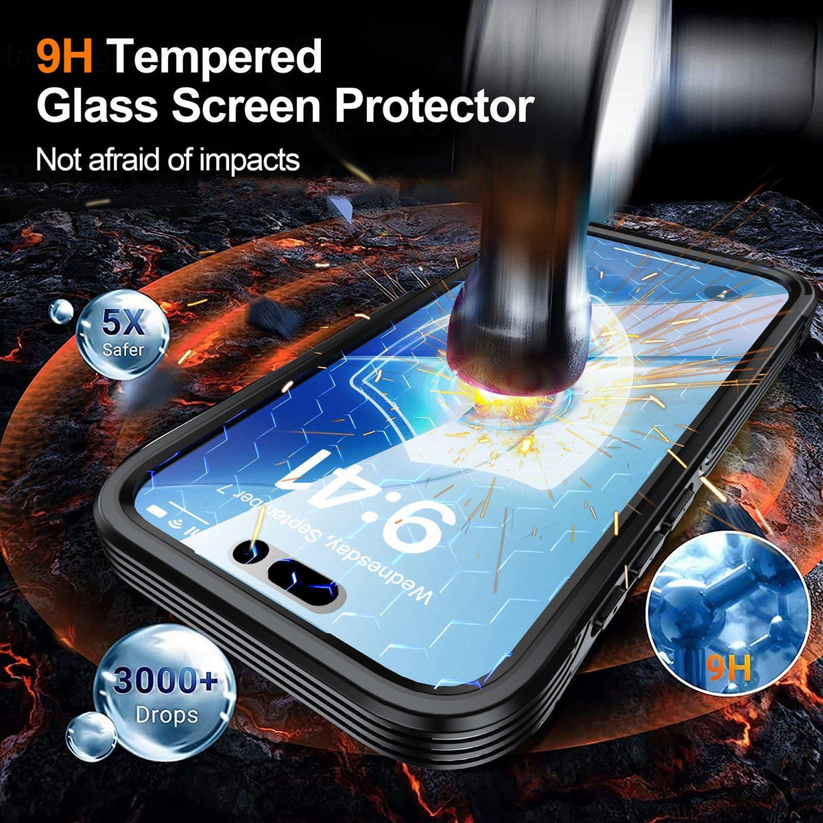 Compatible with iPhone 18 Pro Max Life Waterproof MagSafe Magnetic Rugged Phone Case - Black