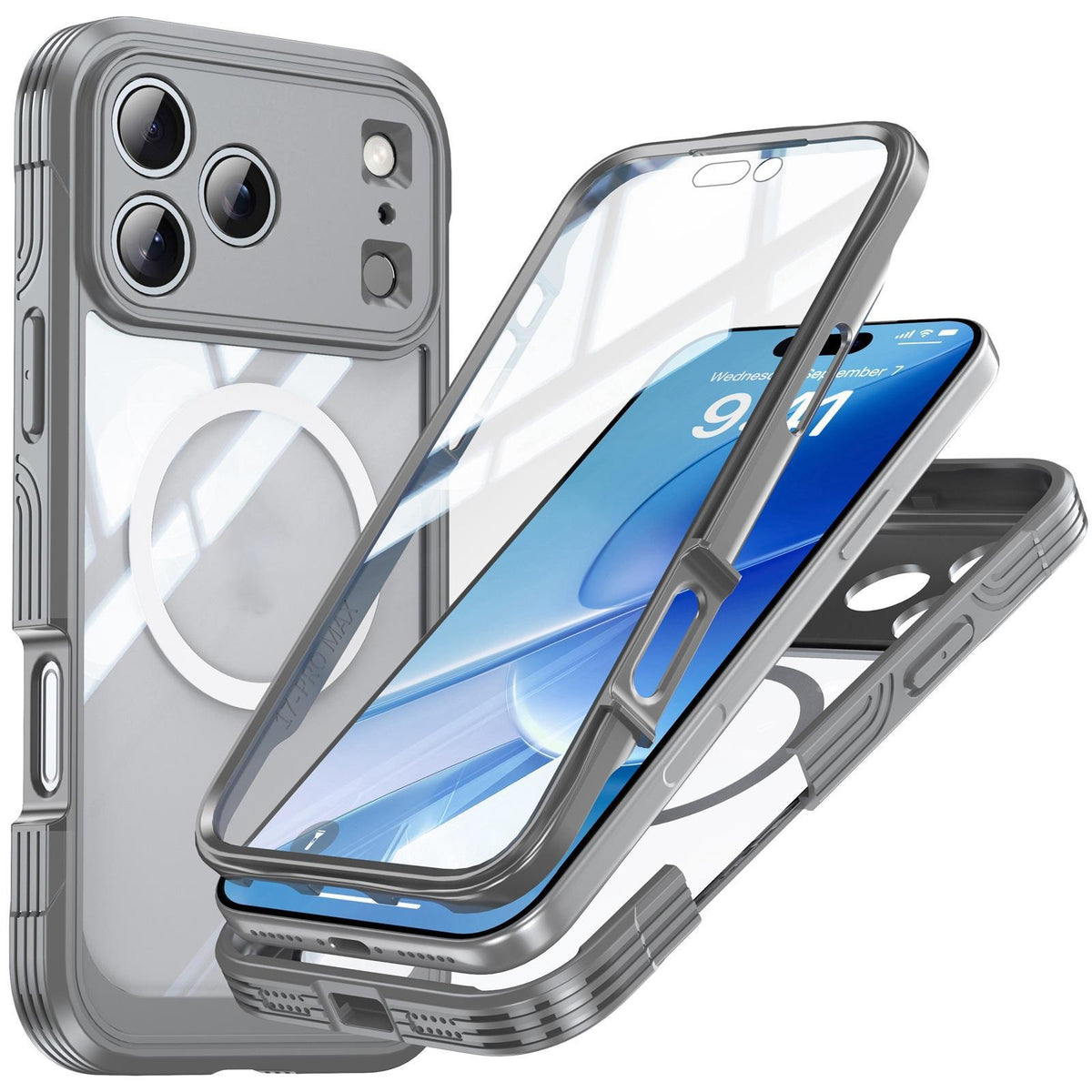 Compatible with iPhone 18 Pro Max Life Waterproof MagSafe Magnetic Rugged Phone Case - Grey