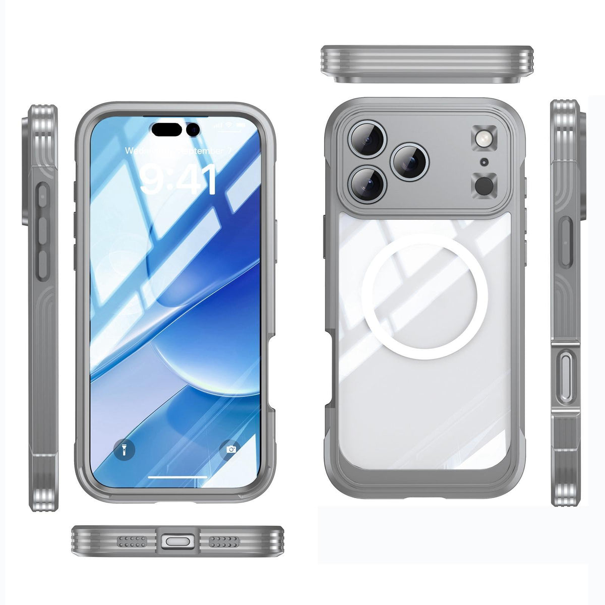 Compatible with iPhone 18 Pro Max Life Waterproof MagSafe Magnetic Rugged Phone Case - Grey