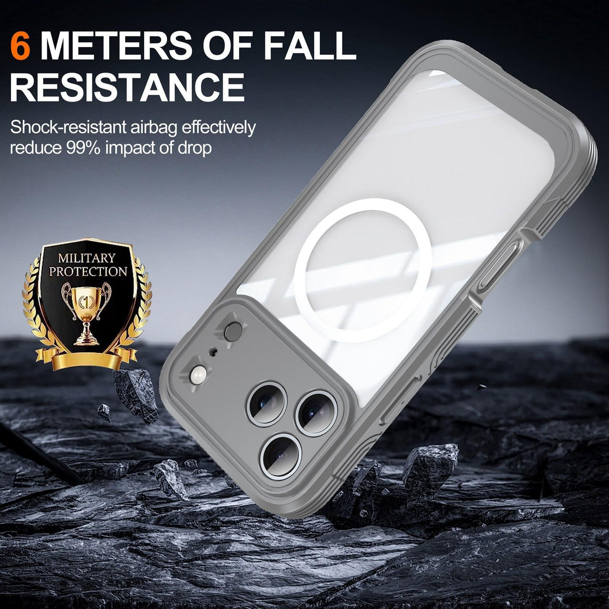 Compatible with iPhone 18 Pro Max Life Waterproof MagSafe Magnetic Rugged Phone Case - Grey