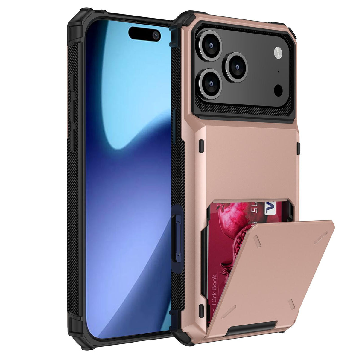 Compatible with iPhone 18 Pro Max Scratch-Resistant Shockproof Heavy Duty Rugged Armor Phone Case - Rose Gold