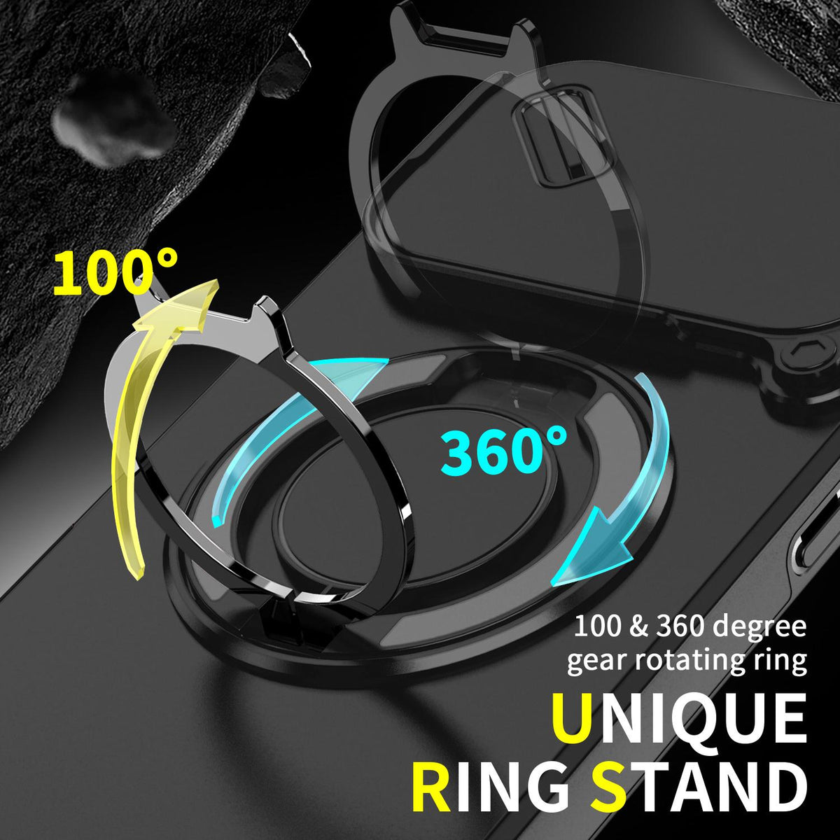 Compatible with iPhone 18 Pro Max Sliding Camshield Ring Holder Phone Case - Black