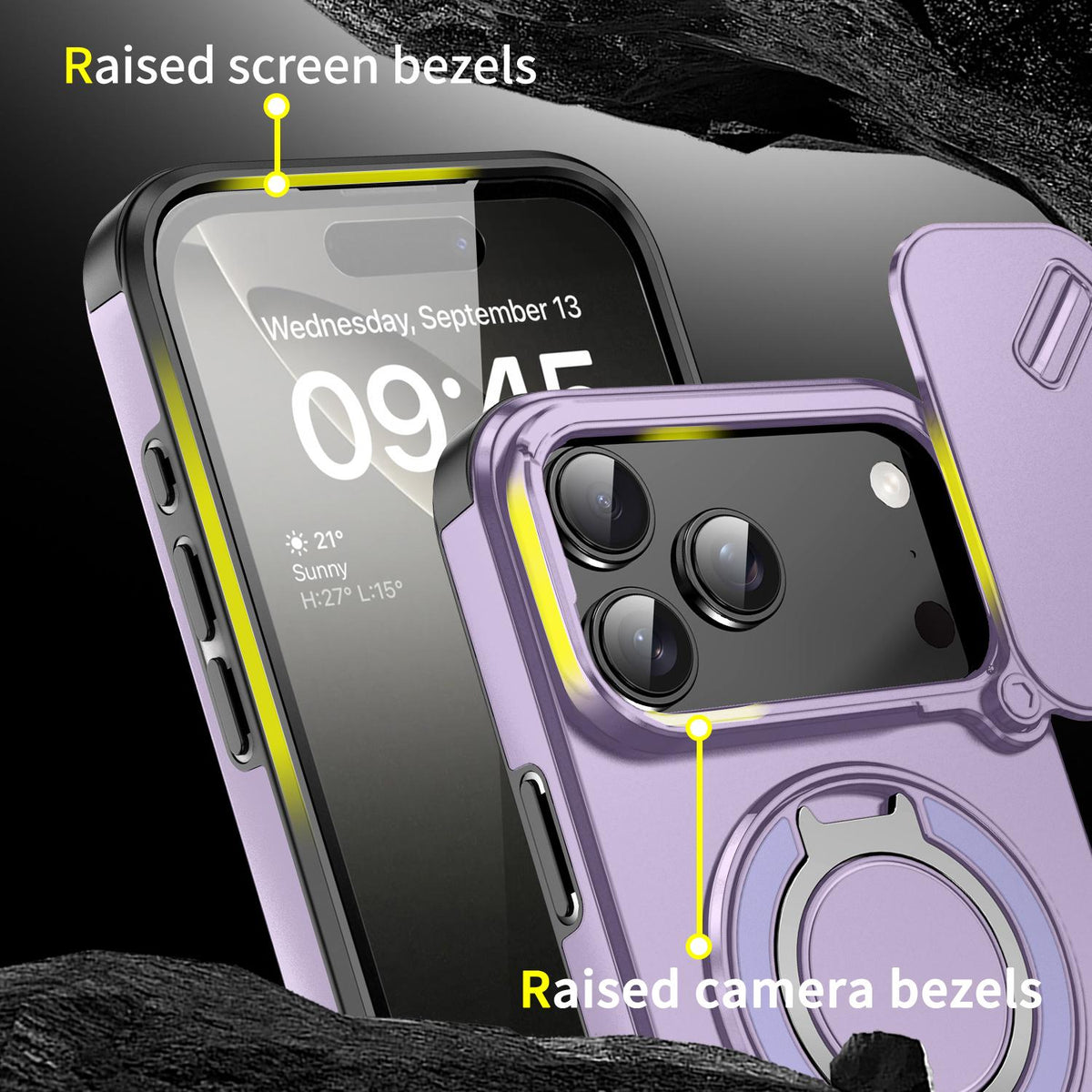 Compatible with iPhone 18 Pro Max Sliding Camshield Ring Holder Phone Case - Purple