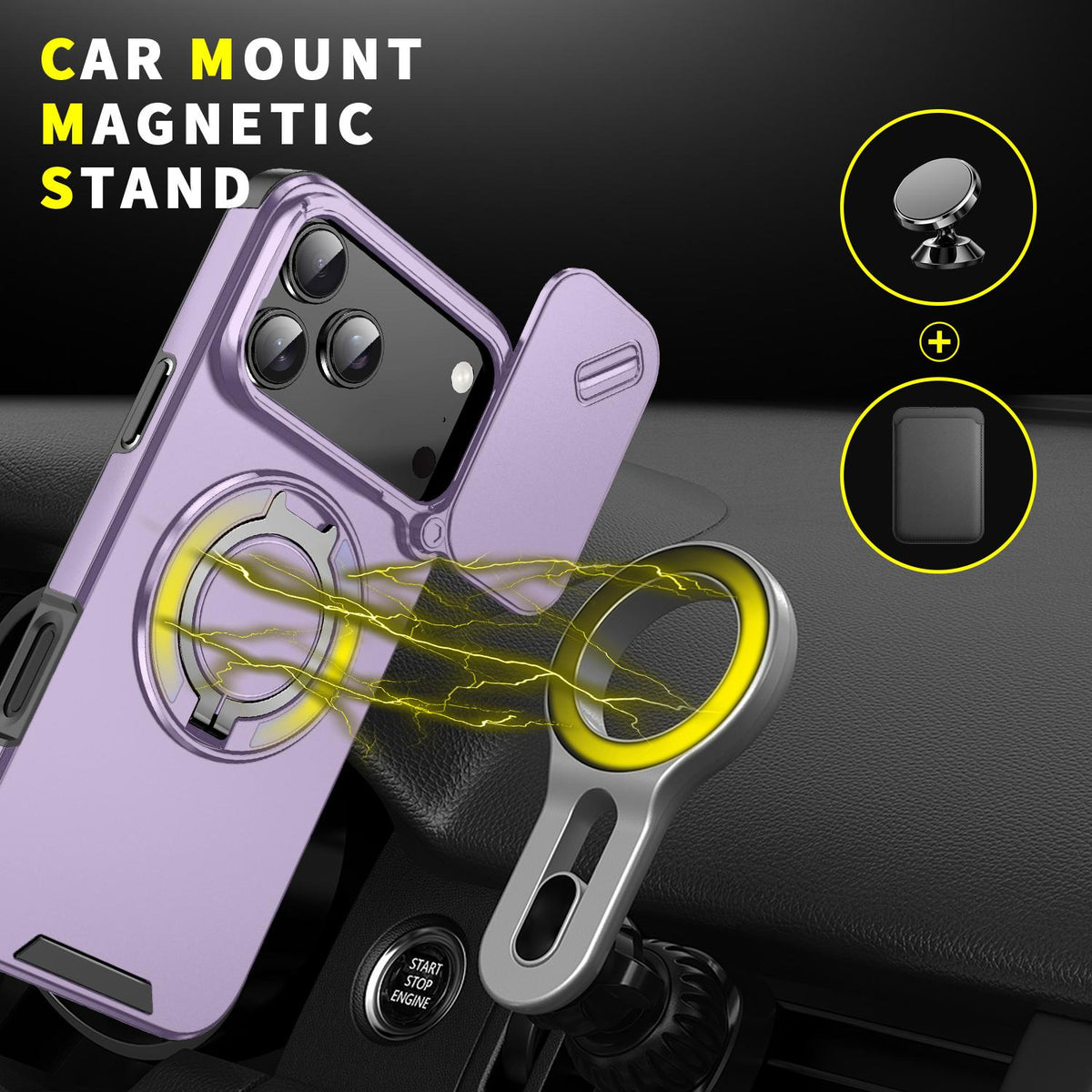 Compatible with iPhone 18 Pro Max Sliding Camshield Ring Holder Phone Case - Purple