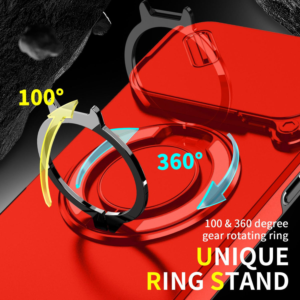 Compatible with iPhone 18 Pro Max Sliding Camshield Ring Holder Phone Case - Red