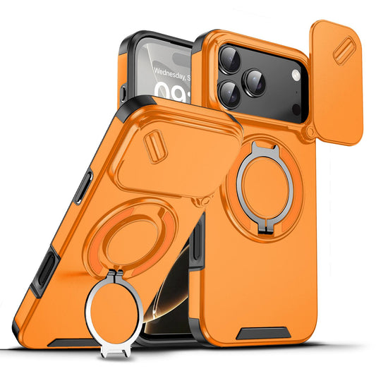 Compatible with iPhone 18 Pro Max Sliding Camshield Ring Holder Phone Case - Orange