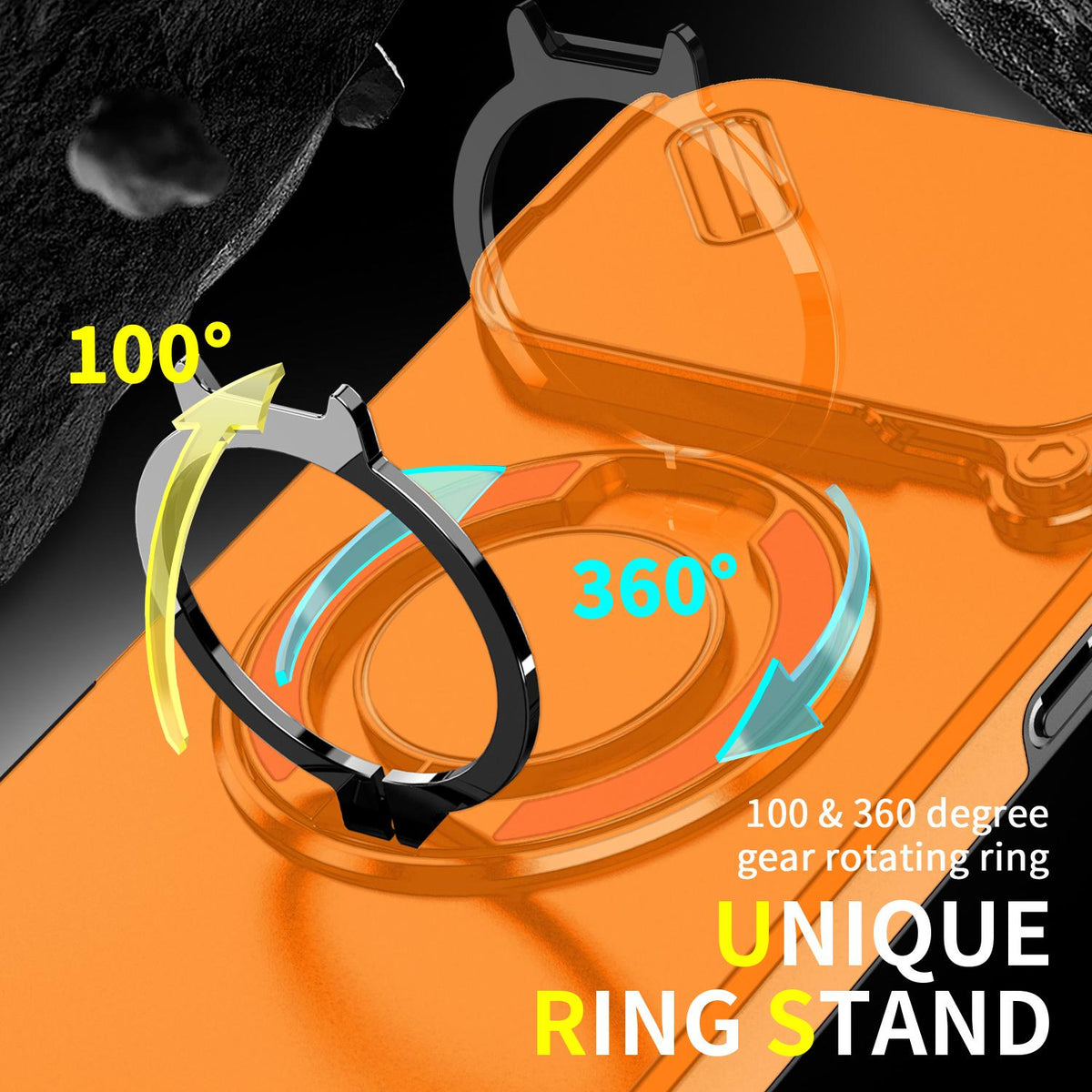 Compatible with iPhone 18 Pro Max Sliding Camshield Ring Holder Phone Case - Orange