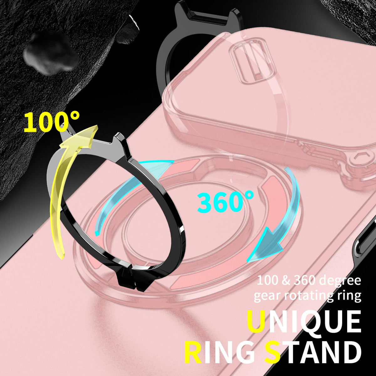 Compatible with iPhone 18 Pro Max Sliding Camshield Ring Holder Phone Case - Pink