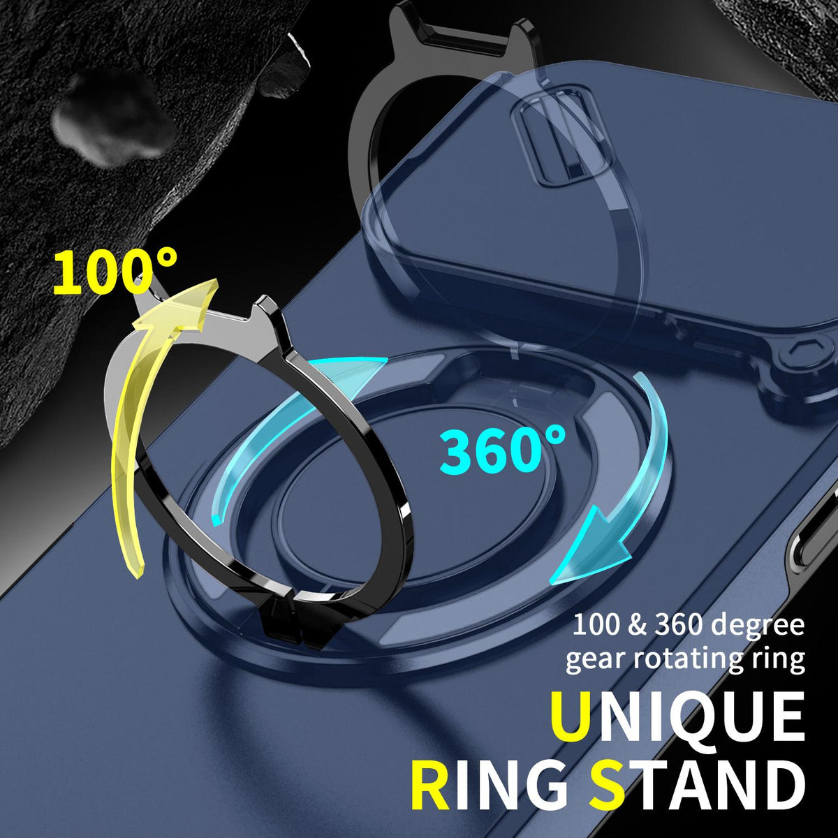 Compatible with iPhone 18 Pro Max Sliding Camshield Ring Holder Phone Case - Blue