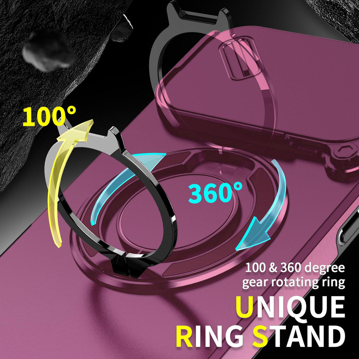 Compatible with iPhone 18 Pro Max Sliding Camshield Ring Holder Phone Case - Cherry Red