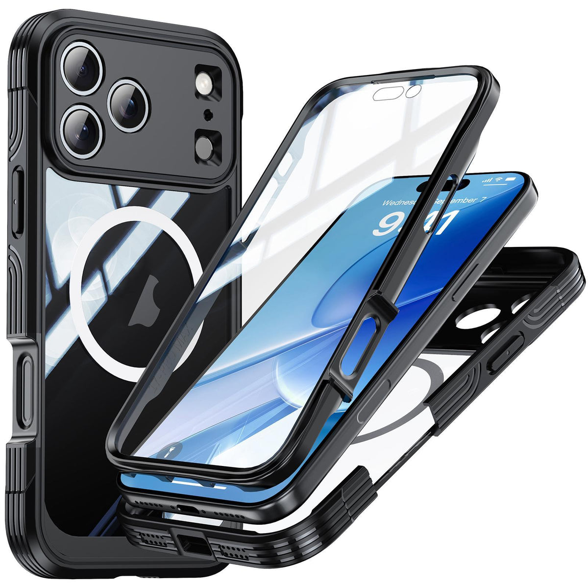 Compatible with iPhone 18 Pro Max RedPepper Tempered Glass MagSafe Phone Case - Black