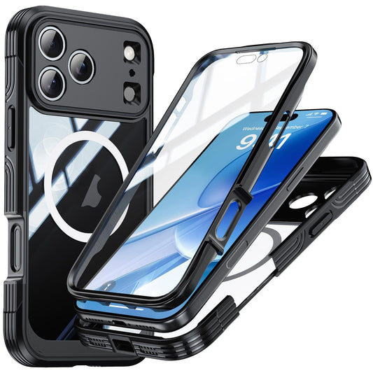 Compatible with iPhone 18 Pro Max RedPepper Tempered Glass MagSafe Phone Case - Black
