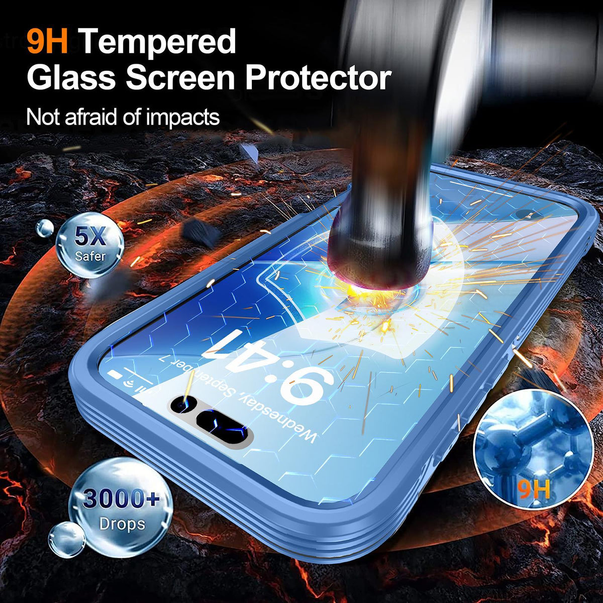 Compatible with iPhone 18 Pro Max RedPepper Tempered Glass MagSafe Phone Case - Blue