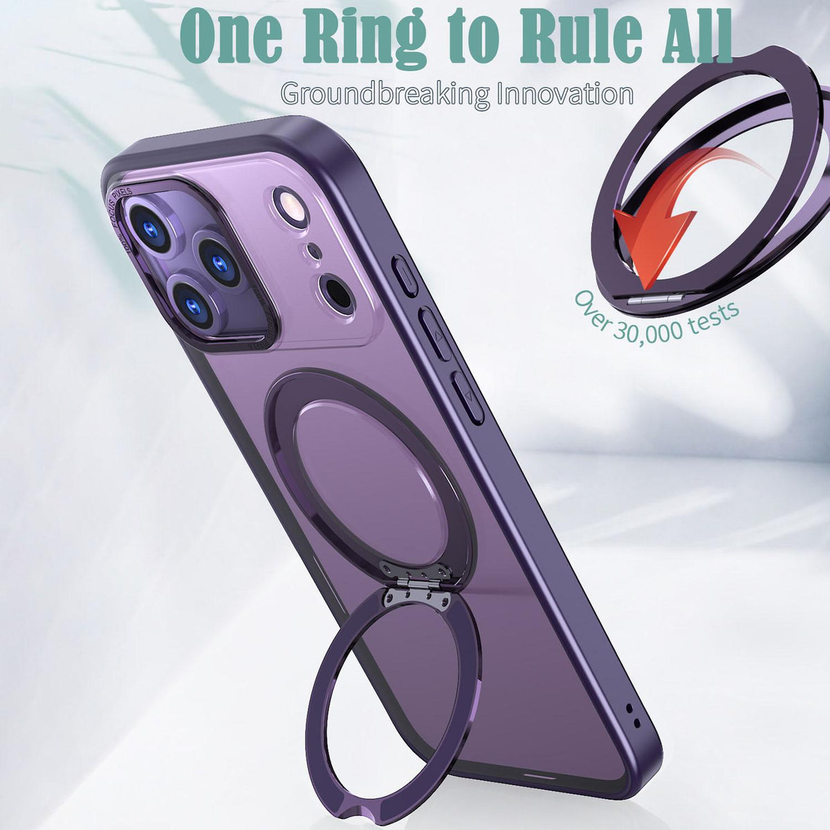 Compatible with iPhone 18 Pro Max kalebol MagSafe Metal Ring Holder Phone Case - Dark Purple