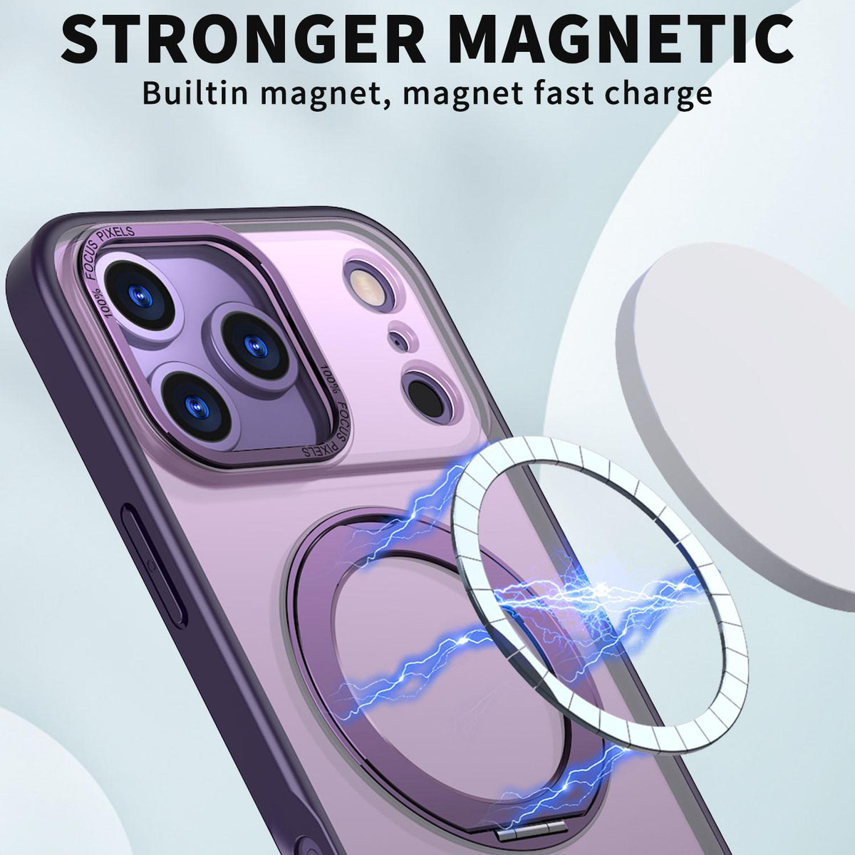 Compatible with iPhone 18 Pro Max kalebol MagSafe Metal Ring Holder Phone Case - Dark Purple