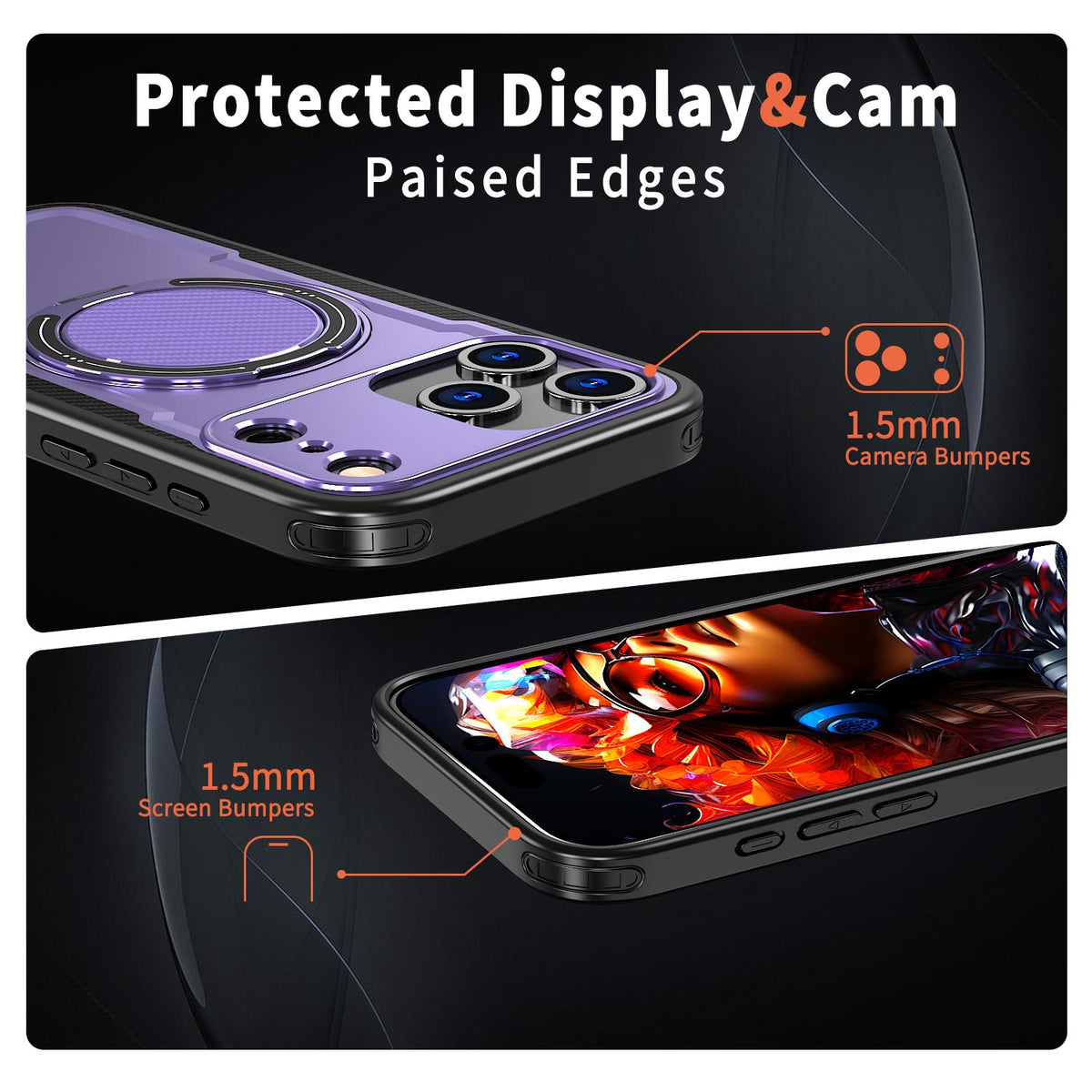 Compatible with iPhone 18 Pro Max kalebol Metal 360 Degree Rotation Holder MagSafe Phone Case - Purple
