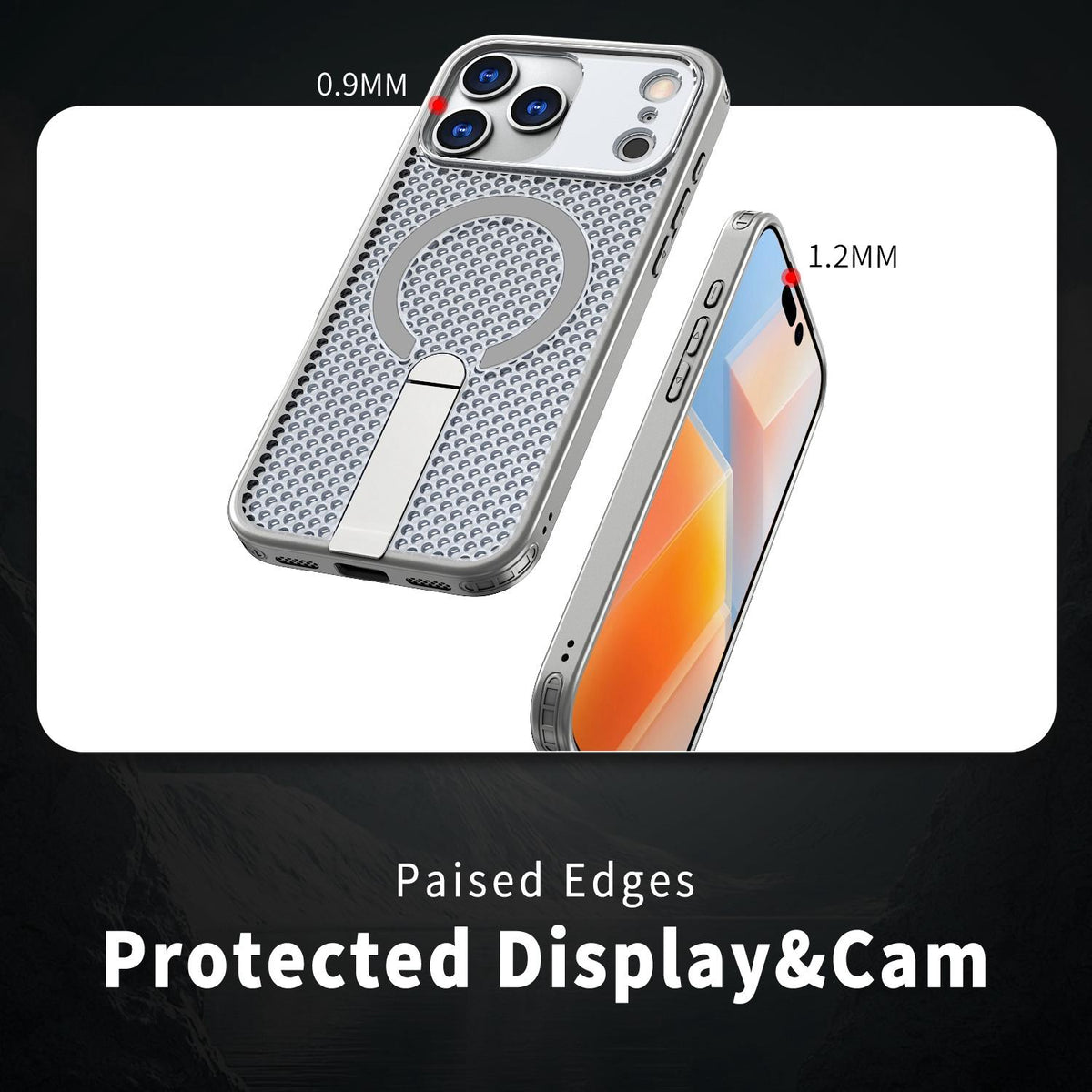 Compatible with iPhone 18 Pro Max kalebol Honeycomb Cooling MagSafe Holder Phone Case - Titanium Grey