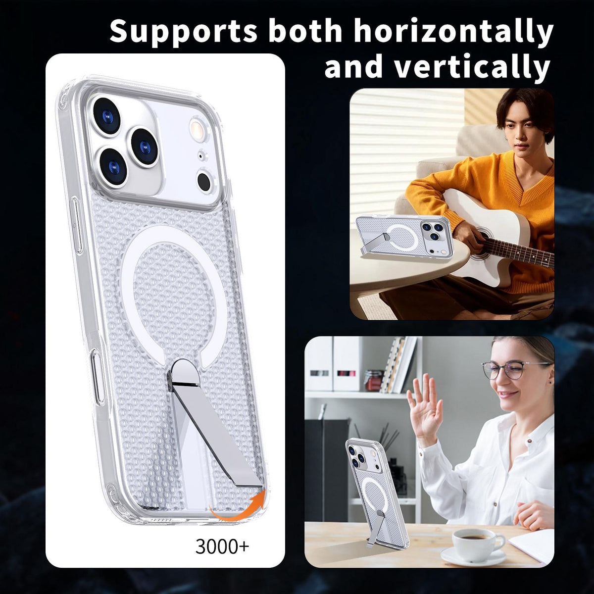 Compatible with iPhone 18 Pro Max kalebol Honeycomb Cooling MagSafe Holder Phone Case - Frosted Transparent