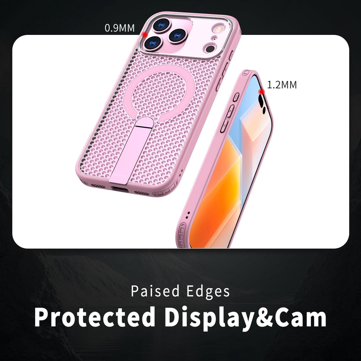 Compatible with iPhone 18 Pro Max kalebol Honeycomb Cooling MagSafe Holder Phone Case - Pink