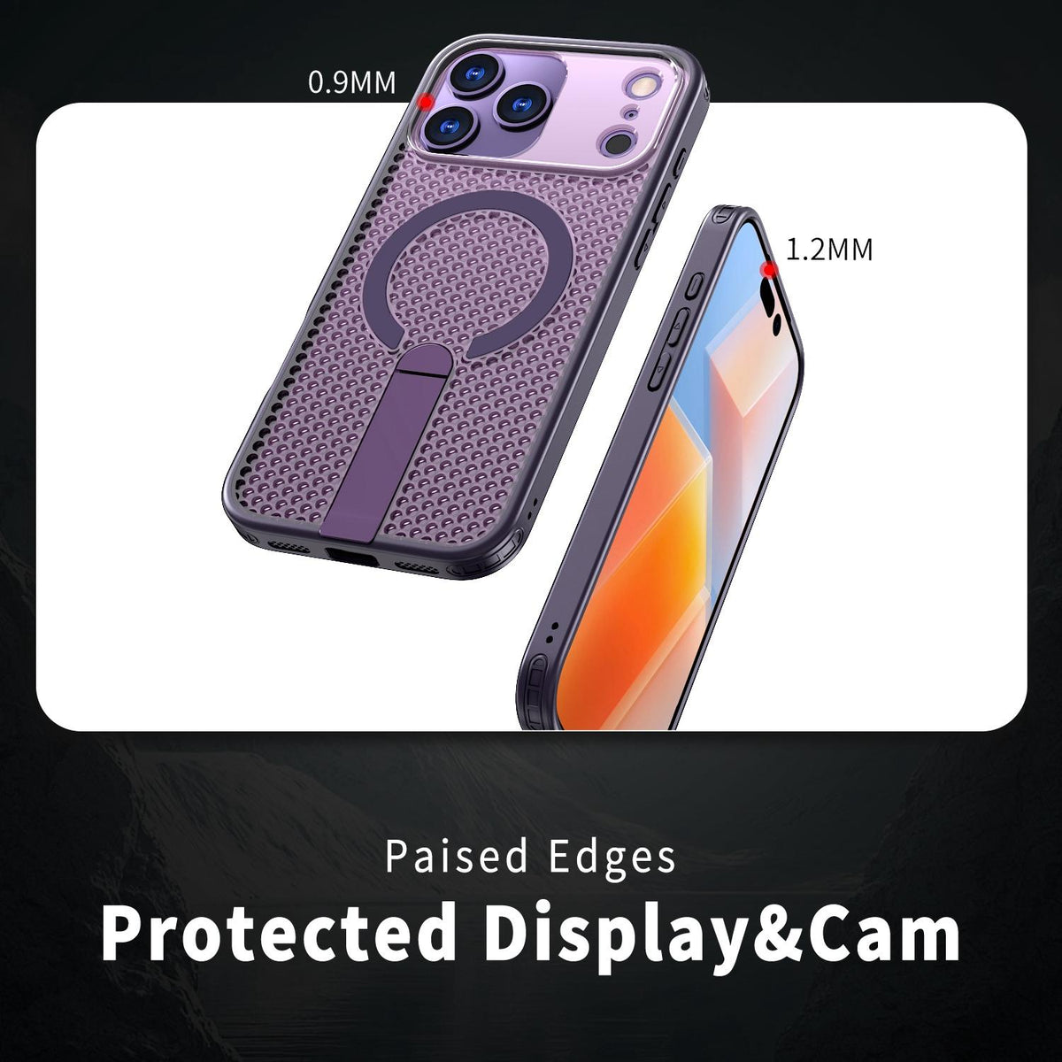 Compatible with iPhone 18 Pro Max kalebol Honeycomb Cooling MagSafe Holder Phone Case - Purple