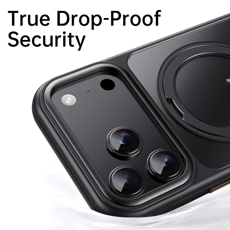 Compatible with iPhone 18 Pro Max Gear-Style Stress Relief 360 Rotation Holder MagSafe Phone Case - Transparent