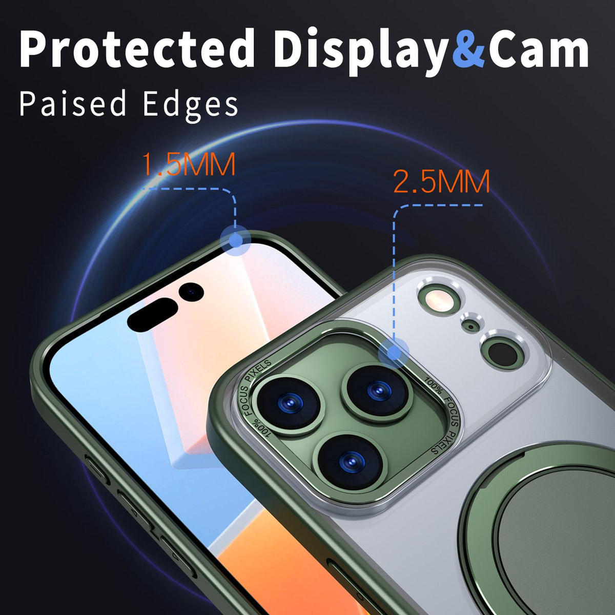 Compatible with iPhone 18 Pro Max Kalebol 360-degree Rotating MagSafe Magnetic Holder Phone Case - Green