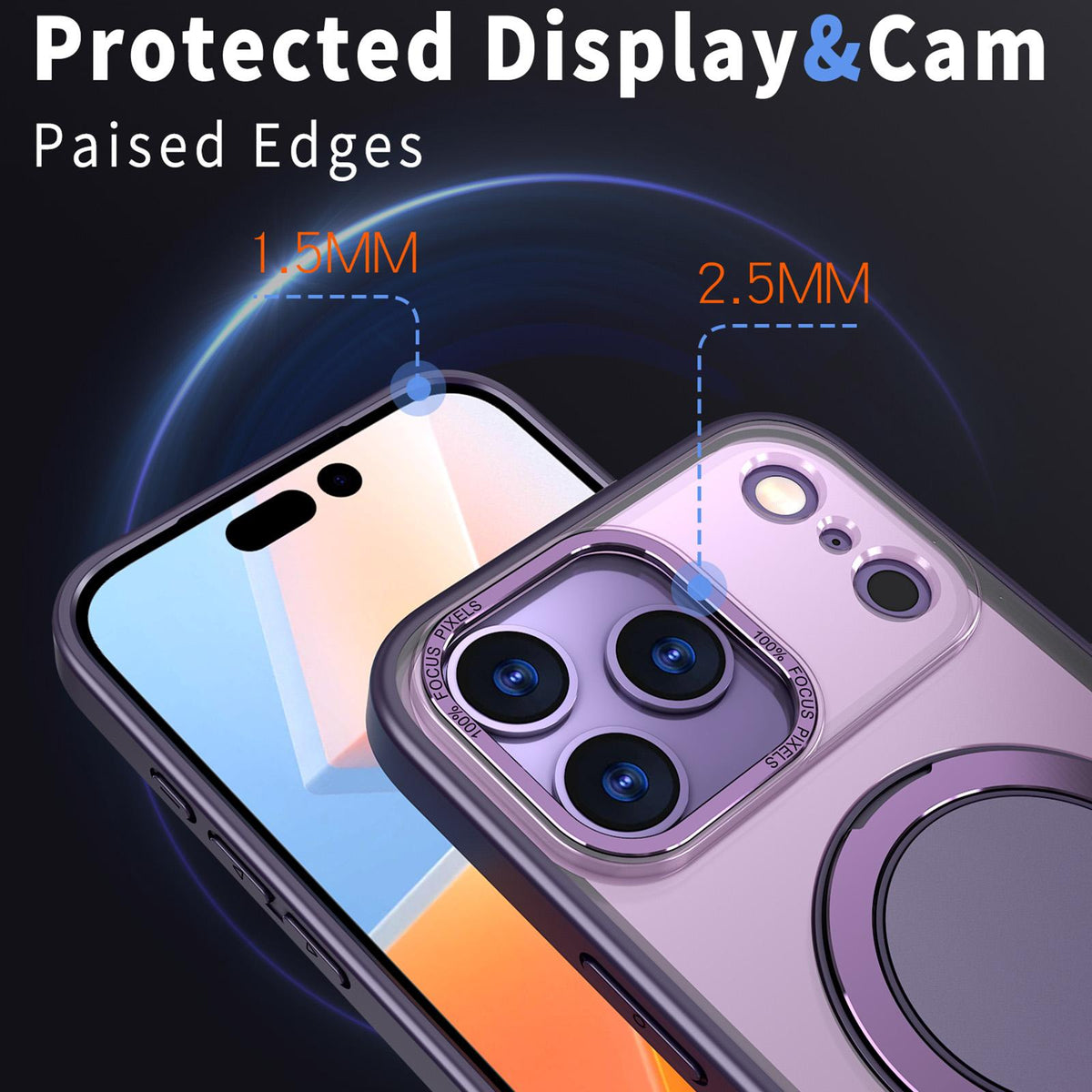 Compatible with iPhone 18 Pro Max Kalebol 360-degree Rotating MagSafe Magnetic Holder Phone Case - Purple