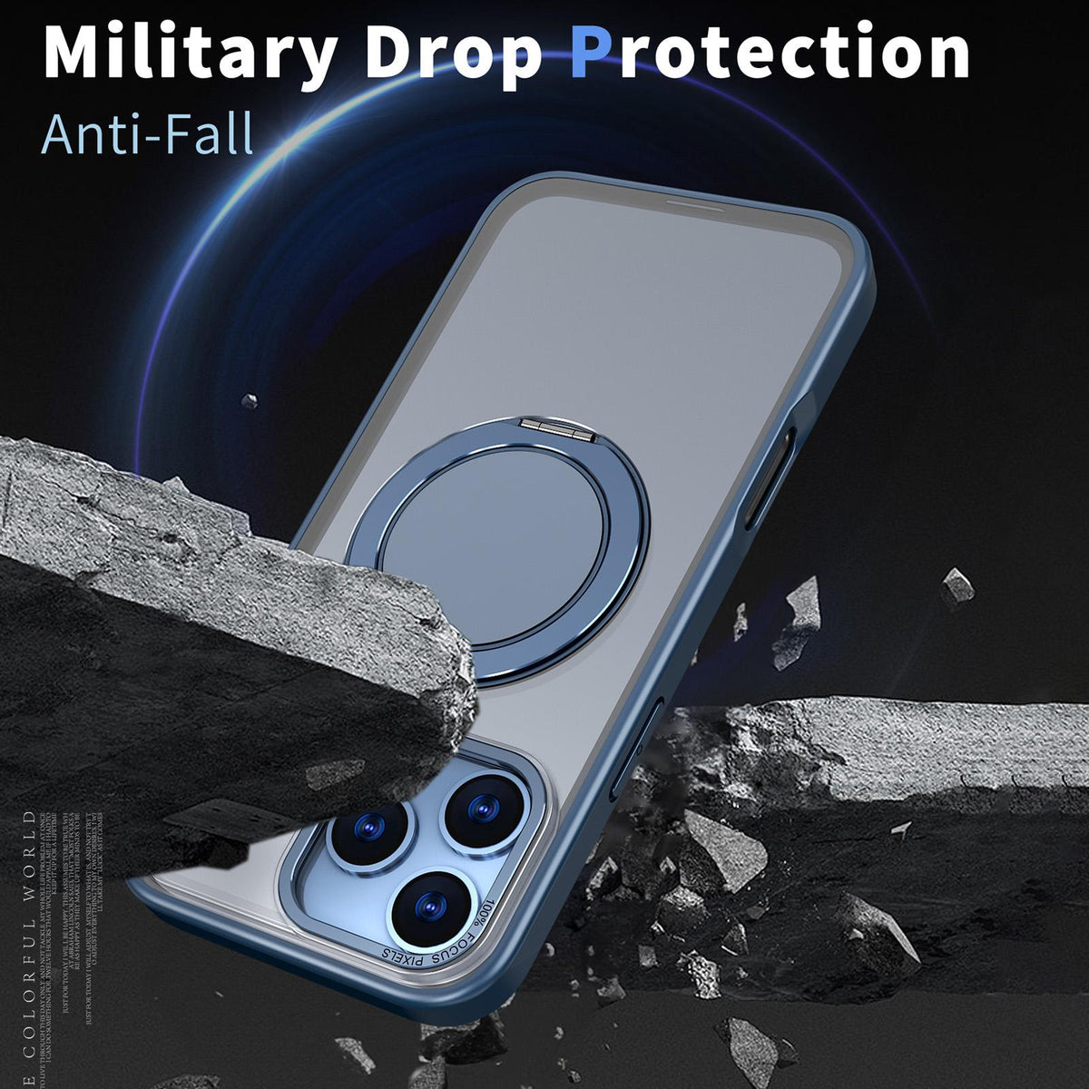 Compatible with iPhone 18 Pro Max Kalebol 360-degree Rotating MagSafe Magnetic Holder Phone Case - Blue