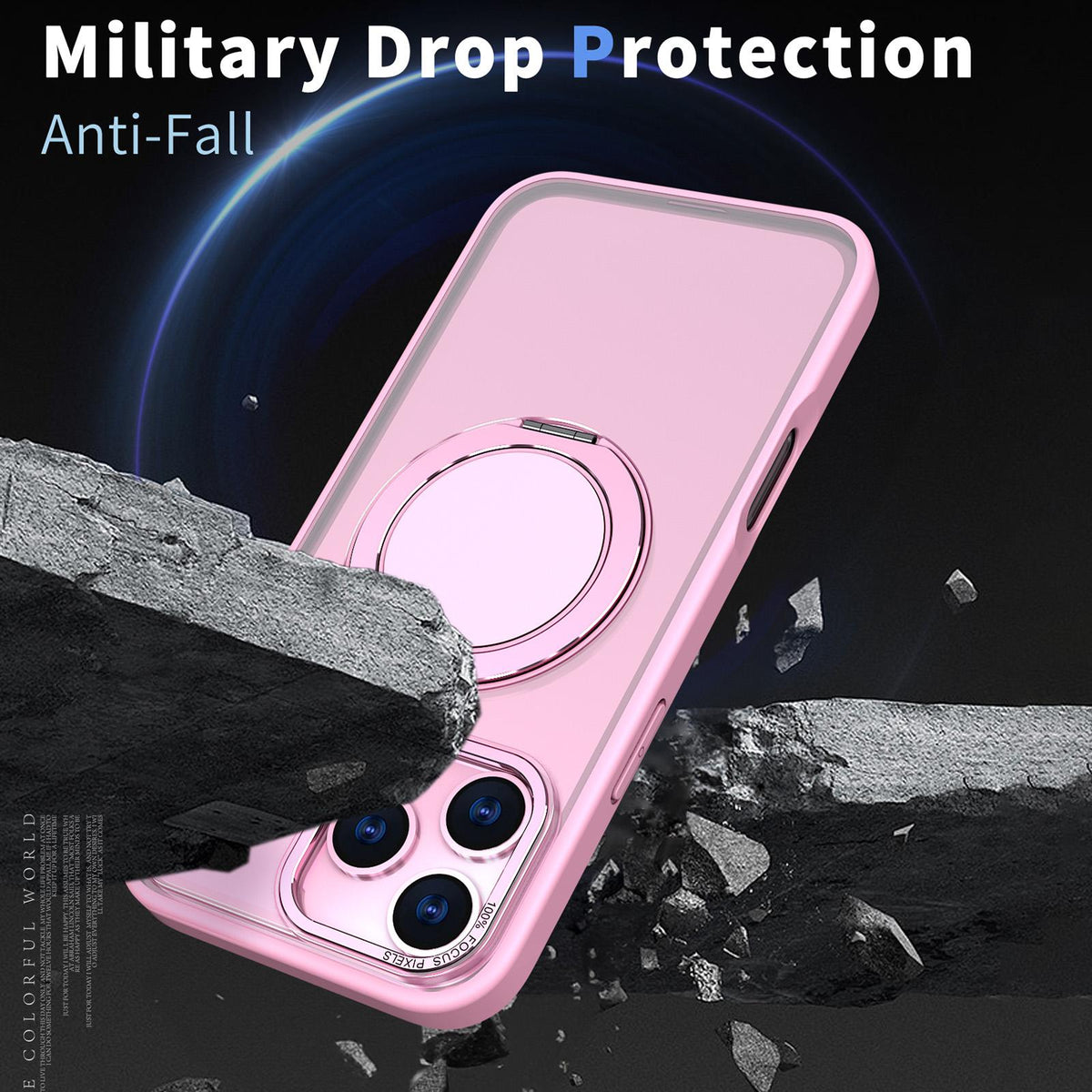 Compatible with iPhone 18 Pro Max Kalebol 360-degree Rotating MagSafe Magnetic Holder Phone Case - Pink