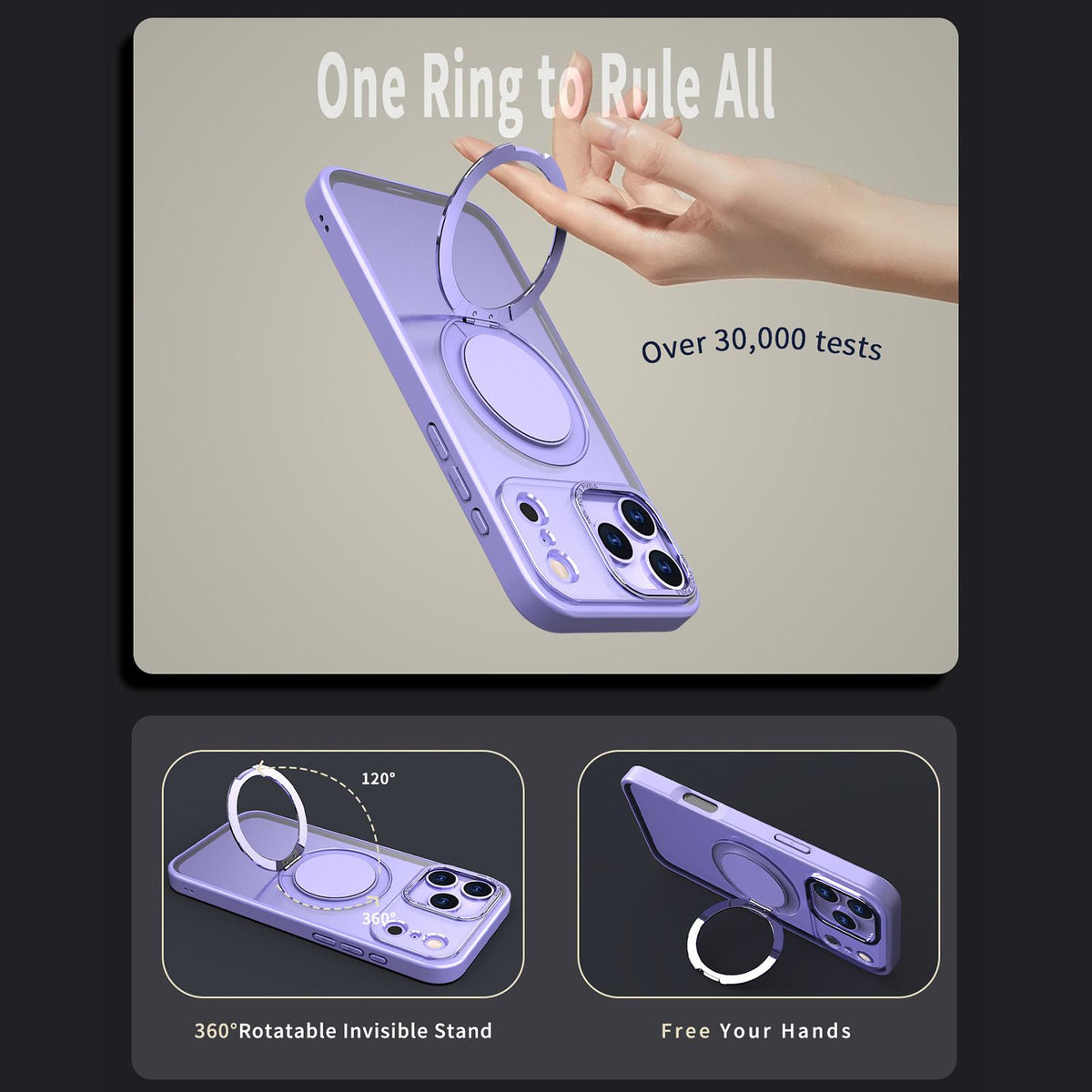 Compatible with iPhone 18 Pro Max Kalebol 360-degree Rotating MagSafe Magnetic Holder Phone Case - Light Purple