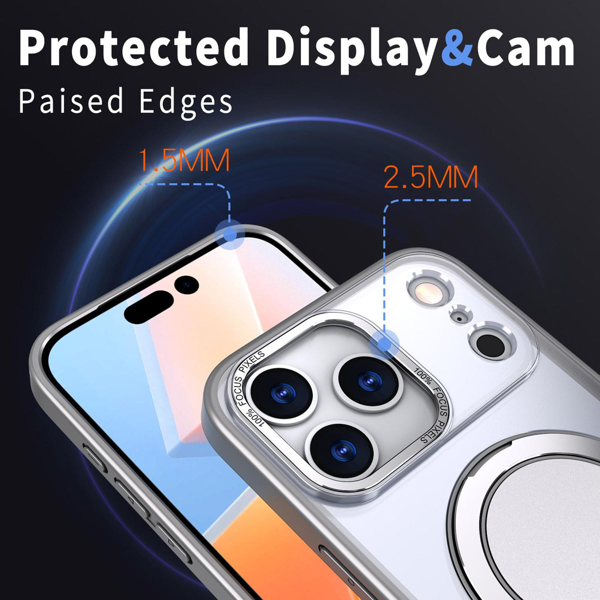 Compatible with iPhone 18 Pro Kalebol 360-degree Rotating MagSafe Magnetic Holder Phone Case - Titanium Grey