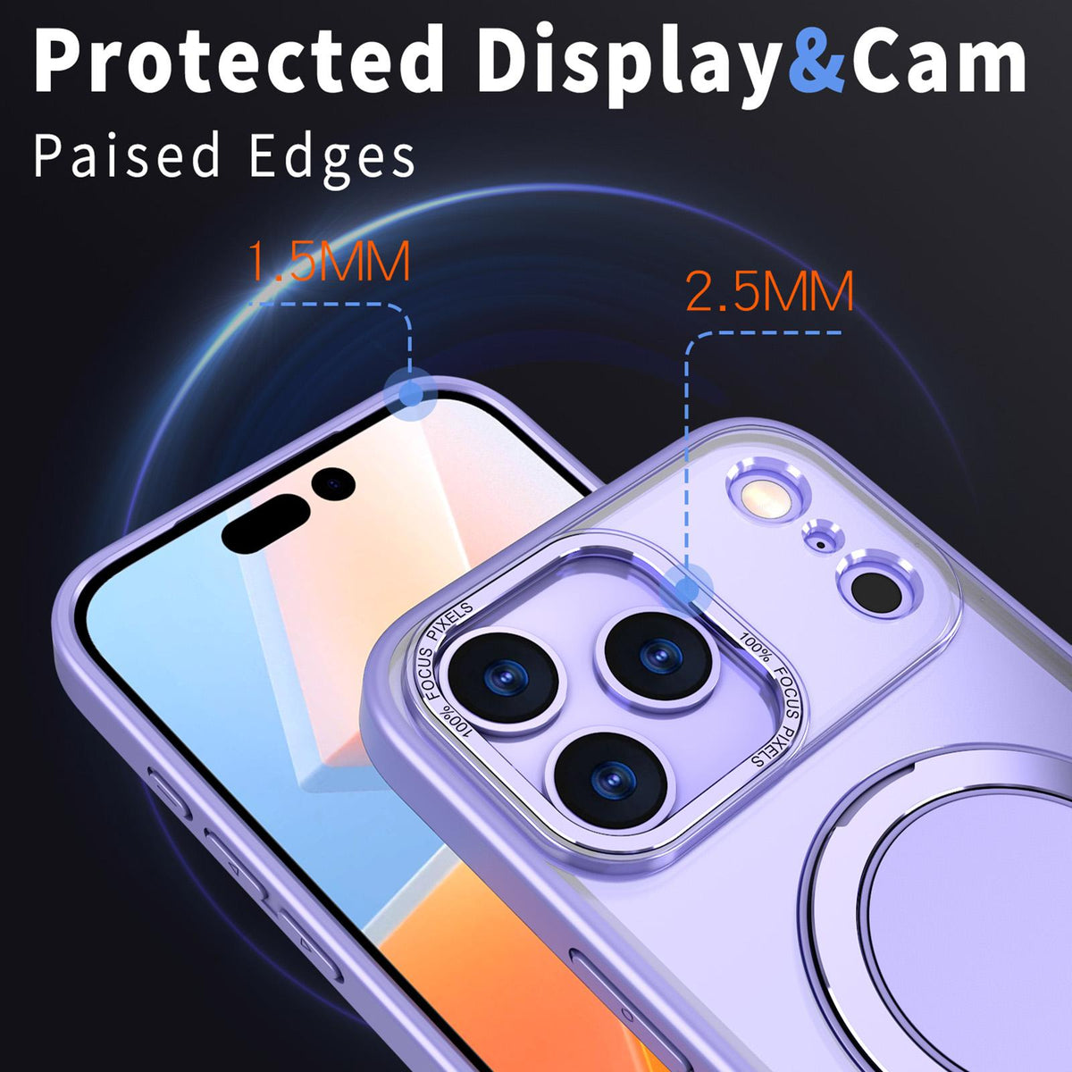 Compatible with iPhone 18 Pro Kalebol 360-degree Rotating MagSafe Magnetic Holder Phone Case - Light Purple