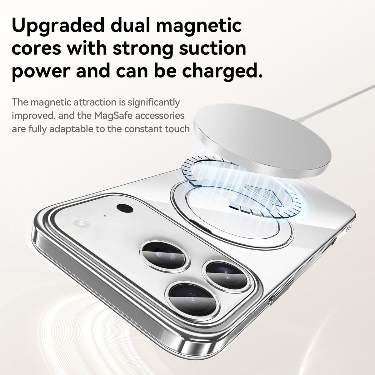 Compatible with iPhone 18 Pro Max SULADA Electroplated Transparent MagSafe Holder Phone Case - Silver