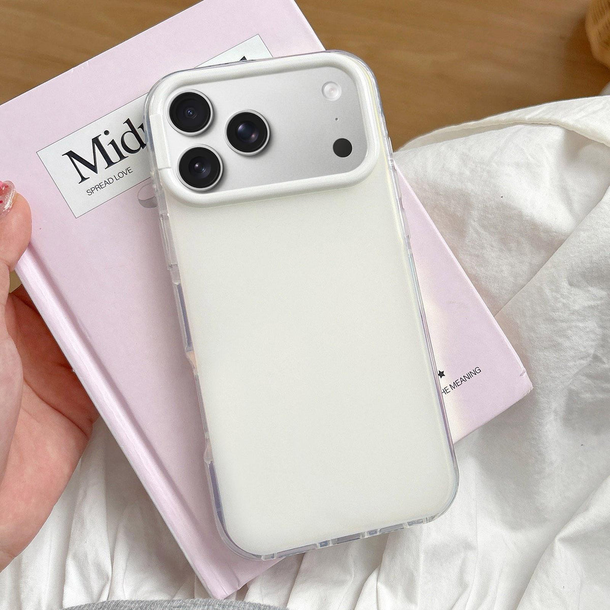 Compatible with iPhone 18 Pro & 17 Pro Large Camera Frame Vibrant Jelly Color TPU + IMD Phone Case - White