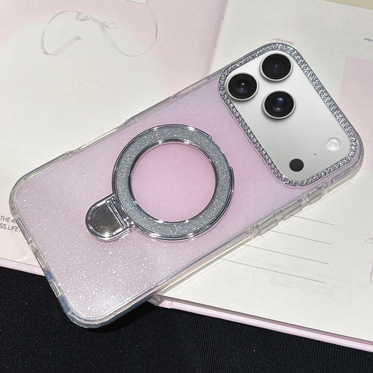 Compatible with iPhone 18 Pro Max & 17 Pro Max Gradient Glitter Diamonds MagSafe Phone Case - Light Pink