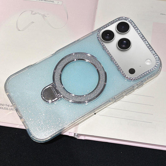 Compatible with iPhone 18 Pro Max & 17 Pro Max Gradient Glitter Diamonds MagSafe Phone Case - Light Blue