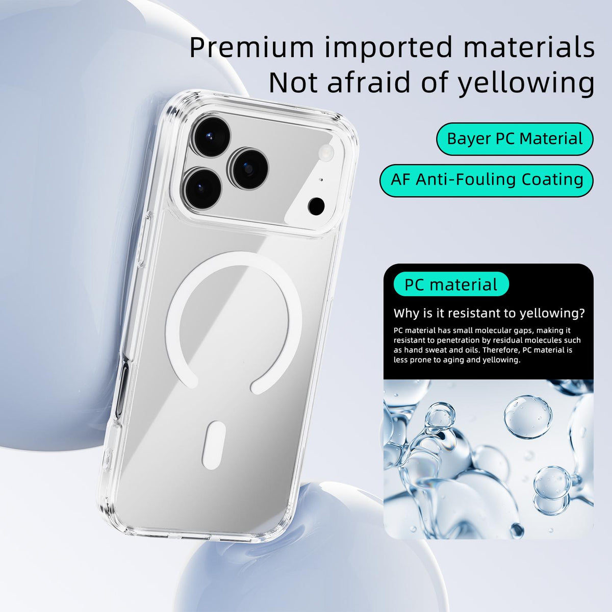 Compatible with iPhone 18 Pro Max & 17 Pro Max ABEEL MagSafe Magnetic Color Ring Anti-scratch Transparent Phone Case - Far Peak Blue