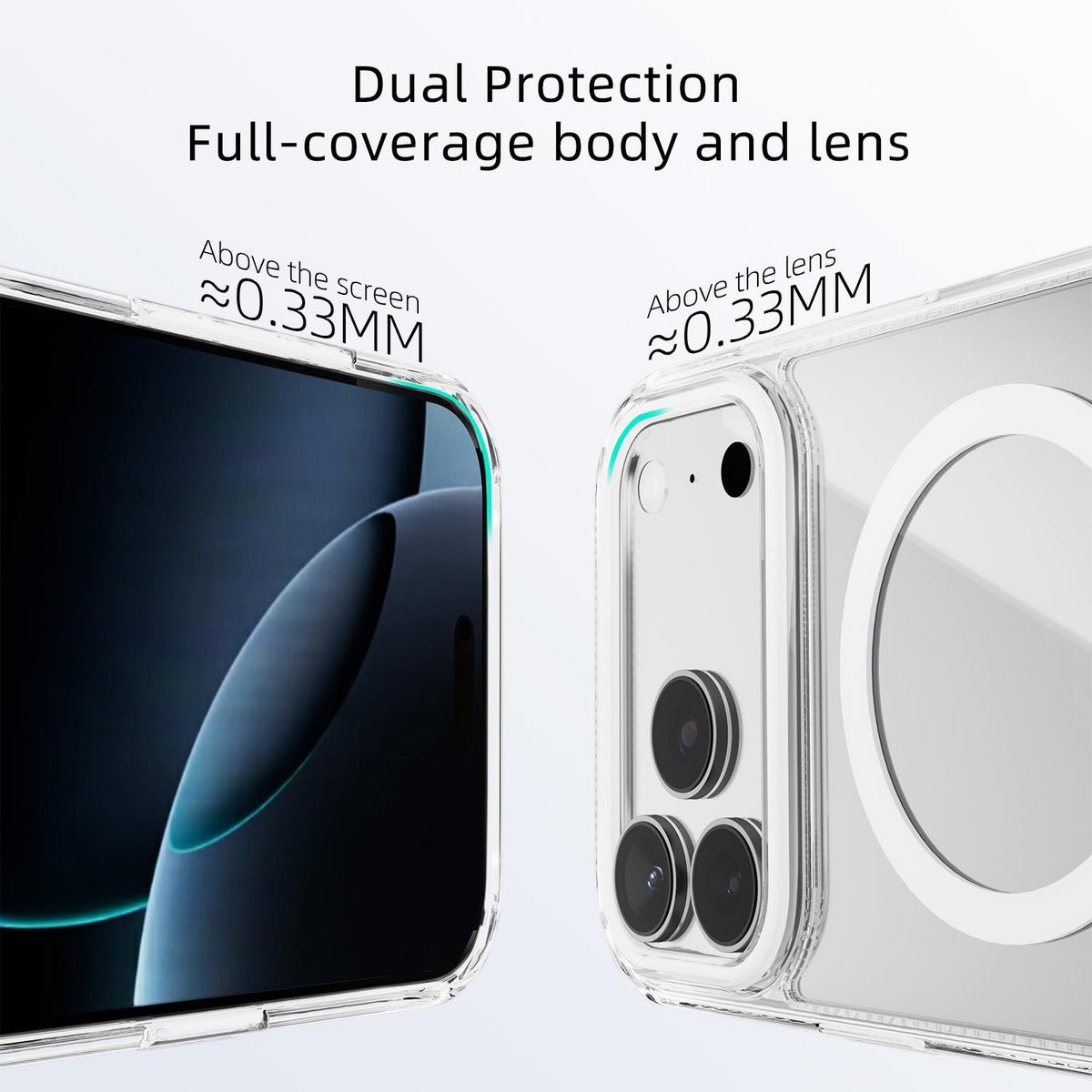 Compatible with iPhone 18 Pro Max & 17 Pro Max ABEEL MagSafe Magnetic Color Ring Anti-scratch Transparent Phone Case - Far Peak Blue